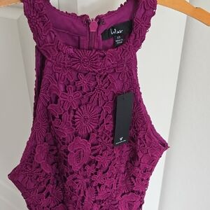 Lulu's Magenta Lace Mini Dress Size XS  NWT Crochet Flowers